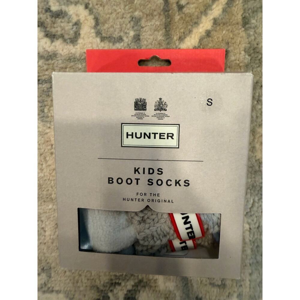 Hunter K2207 Kids Greige Original Cable Knit Cuff Socks US Size Small (8-10) $30